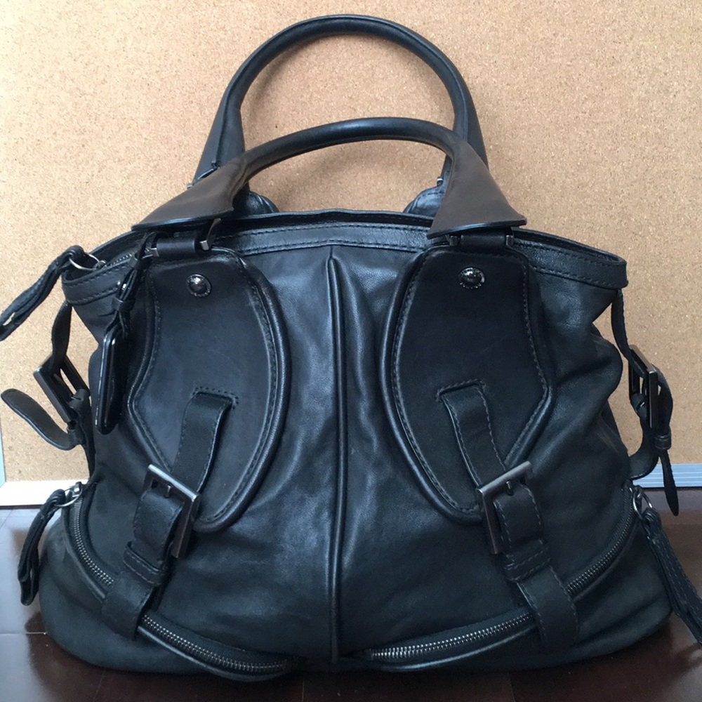 Big Leather Bag (hairspray for scale in pics)